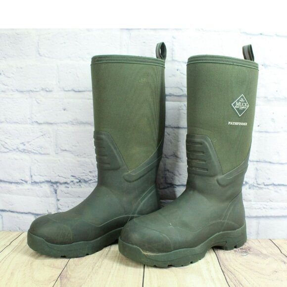 Muck Pathfinder Green Rubber Pull On Waterproof Tall Boots Size 7 M